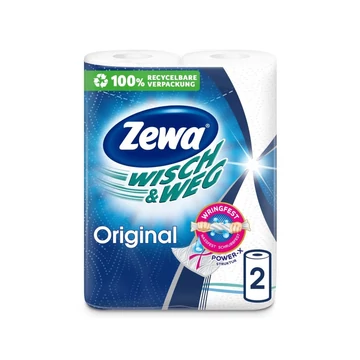 Háztartási papírtörlő 2 rétegű 2 tekercs/csomag Wish&amp;Weg Original Zewa fehér