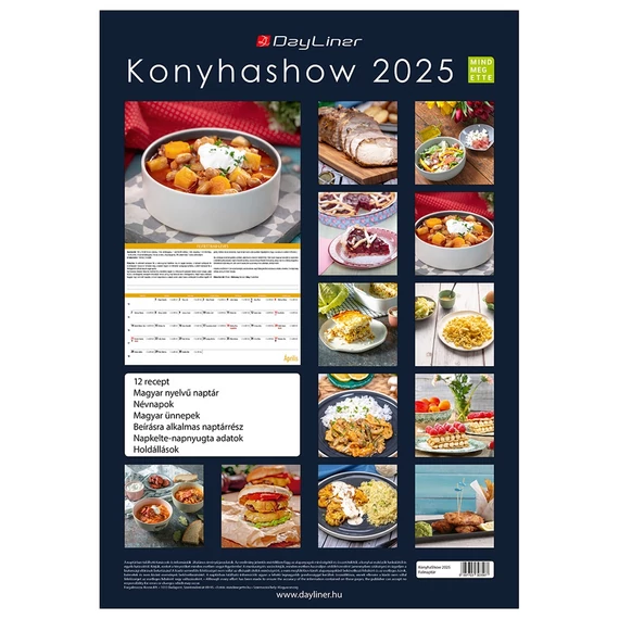 Falinaptár képes 340 × 485 mm, fehér lapokkal KonyhaShow Dayliner 2025.