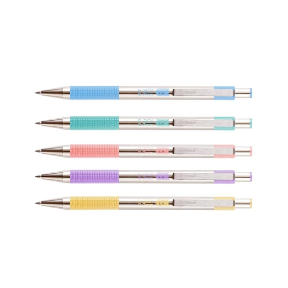 Golyóstoll 0,7mm, pasztell rózsaszín test, Zebra F-301, írásszín kék